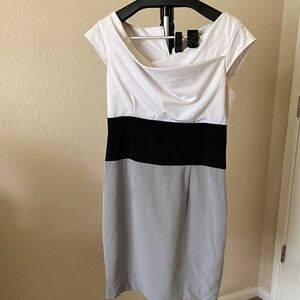 Calvin Klein Black, White, and Gray Mini Dress